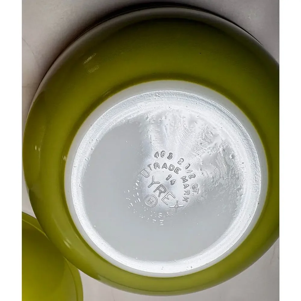 Vintage Pyrex Verde Nesting Mixing Bowls Set 3pc 401 402 403 Avocado Green MCM